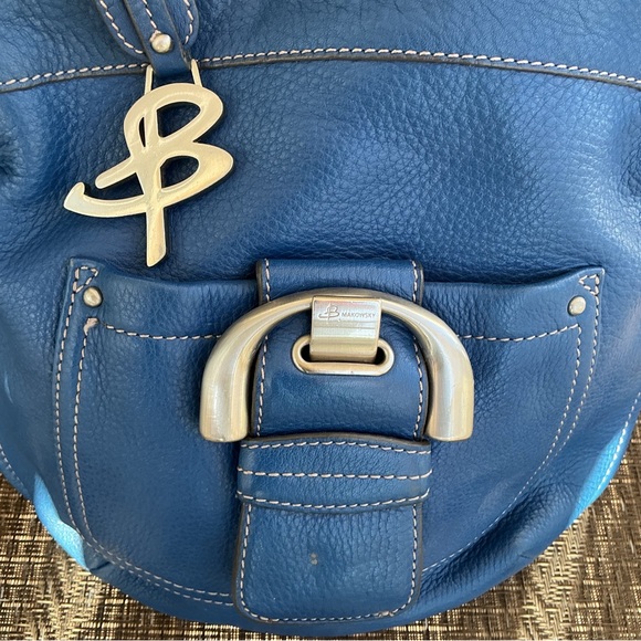 B. Makowsky Blue Leather Pocket Crossbody Bag - Picture 5 of 6